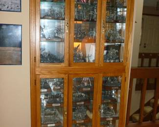Curio cabinet full of Chilmark Civil War Pewters