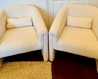 Four Hands Bouclé Accent Chairs – Pair 26.5” W x 23.5” D x 31” H