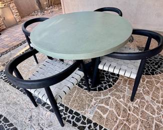 Luxury Outdoor Dining Set – Four Hands & Teak Chairs 48” diameter