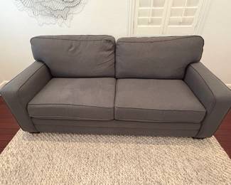 Custom Bassett Charcoal Gray Sofa 85.5” Length • 42” Depth • 40” Back Height • 21” Seat Height • 27” Arm Height