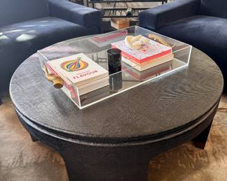 Bernhardt Round Coffee Table – Black Raffia Finish  44” Diameter x 18” H