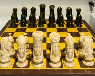 Vintage Marble Chess Set (some damage)