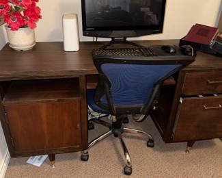 mid-century Hoosier desk/credenza workstation