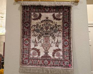 Decorative Persian-Style Wall Tapestry Rug with Hanging Rod