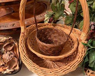 Woven Wicker Baskets with Handles
