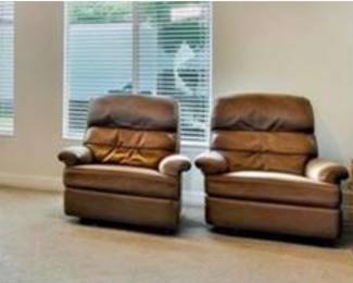 Pair of light Brown Microfiber Recliner Chairs