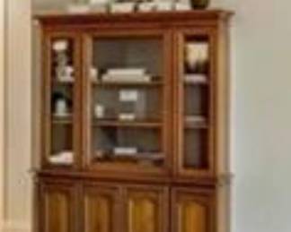 Large Wood China Cabinet / Display Hutch