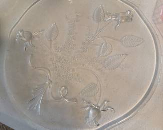 Frosted Glass Floral Serving Platter