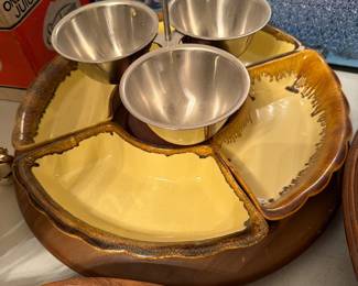 Vintage Divided Serving Bowl with Dip Cup