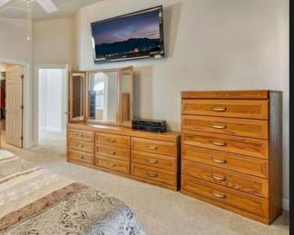 Part of Oak bedroom furniture set