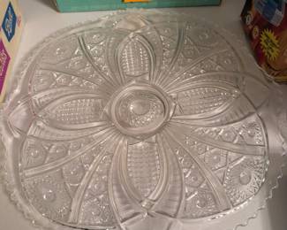 Vintage Pressed Glass Divided Serving Platte