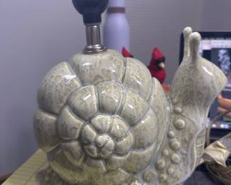 Vintage hand painted Italian Snail Lamp with original shade
