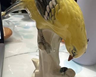 Hand painted rare collectible porcelain goldfinch