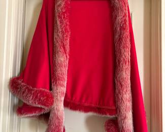 Fur trimmed Cashmere cape