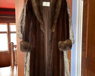 Holzman Furriers Wonderful Mahogany Mink with Russian Sable Trim Coat Wow
