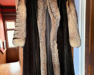 Mink body with Arctic Fox fur sleeve and trim