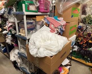 Huge Craft Supply Lot Fabric Sewing Materials Wreath Decor Pillow Stuffing Estate