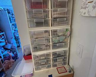 Stackable Plastic Craft Organizer Drawer Units Scrapbook Storage Cabinets With Craft supplies 