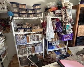 Large Folk Art Craft Supply Lot Fabric Dolls Holiday Decor Sewing Materials