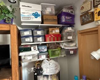 Large Sewing & Craft Supply Lot Fabric Doll Parts Holiday Decor Iron Materials