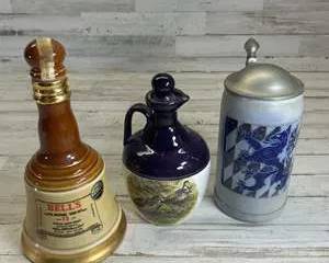 Bell’s Royal Vat Scotch Whisky Decanter, German Beer Stein & Wildlife Ceramic Jug Lot