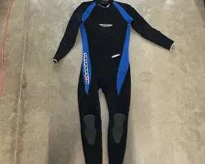  Henderson Titanium Hyperstretch Neoprene Full Wetsuit Black Blue Dive Suit Size S