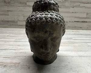  Large Buddha Head Sculpture Bronze Finish Meditation Zen Decor