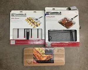 Kenmore Grill Basket, Multi-Skewer Set & Cedar Grilling Planks