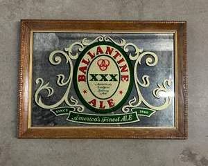 Ballantine XXX Ale Advertising Mirror Wood Frame Breweriana Bar Sign