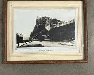  Vintage Edinburgh Castle Scotland Framed Print Photograph Matted Wall Art