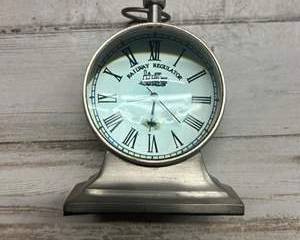 Railway Regulator Style Desk Clock Roman Dial Metal Train Motif Mantel Clock