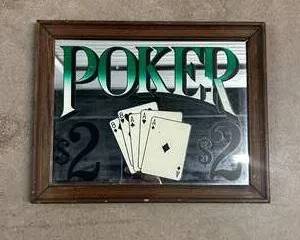 Vintage Poker Wall Mirror Playing Cards Gambling Bar Decor