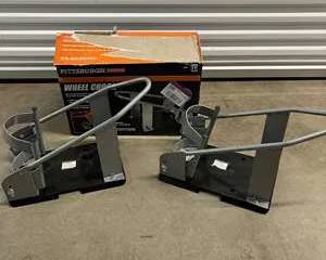 Pair Pittsburgh Motorcycle Wheel Chocks w/ Mounting Frames