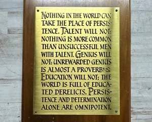 Persistence Quote Brass Plaque Calvin Coolidge Framed Motivational Wall Sign