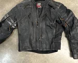 Vulcan Motorcycle Armored Gear Black Leather Riding Jacket Size L