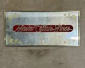  Vintage Mater Tertiana Vino Advertising Mirror Bar Sign Grape Motif Framed