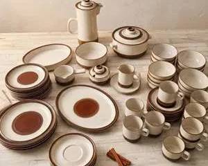  Vintage Denby Potter’s Wheel Rust Red Stoneware Dinnerware Set England
