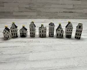 KLM Delft Blue Miniature Canal Houses Bols Amsterdam Set of 10