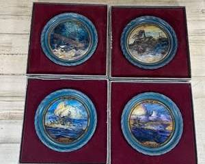 Set of 4 U.S. Naval Ships Collector Plates – USS Arizona, USS Nimitz, Monitor & Virginia, Nautilus SSN-571
