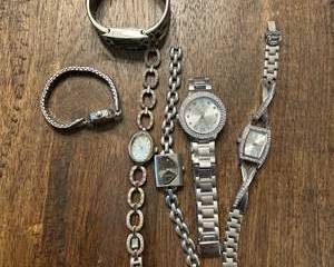 Ladies Quartz Watch & Bracelet Lot Silver Tone Fashion Jewelry (6)