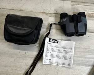 Vivitar PV Series 8x22 Compact Binoculars w Case Strap & Manual