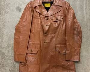 Vintage Robert Lewis Idea Brown Leather Car Coat Jacket Mens Size 46 L