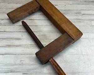 Antique Wooden Hand Screw Clamp Cabinetmaker Woodworking Tool 19th Century Style