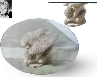 Concrete Angel Glass-top Table- owned by actress Marilyn Maye
