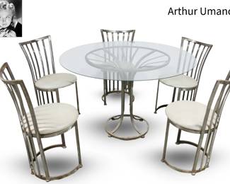Arthur Umanoff Steel table & chairs- owned by actress Marilyn Maye