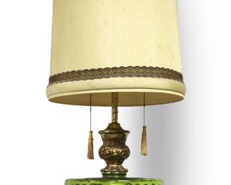 Mid-Century Large Green Glass Lamp