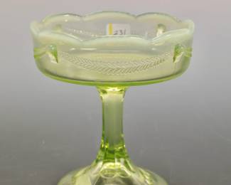 URANIUM GLASS FOOTED DESSERT