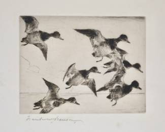 FRANK WESTON BENSON- BLUEBILLS ETCHING