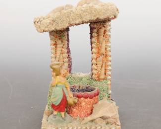 VICTORIAN SHELL ART SEWING/ TRINKET BOX