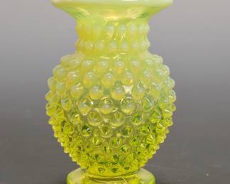 FENTON HOBNAIL URANIUM GLASS VASE #1